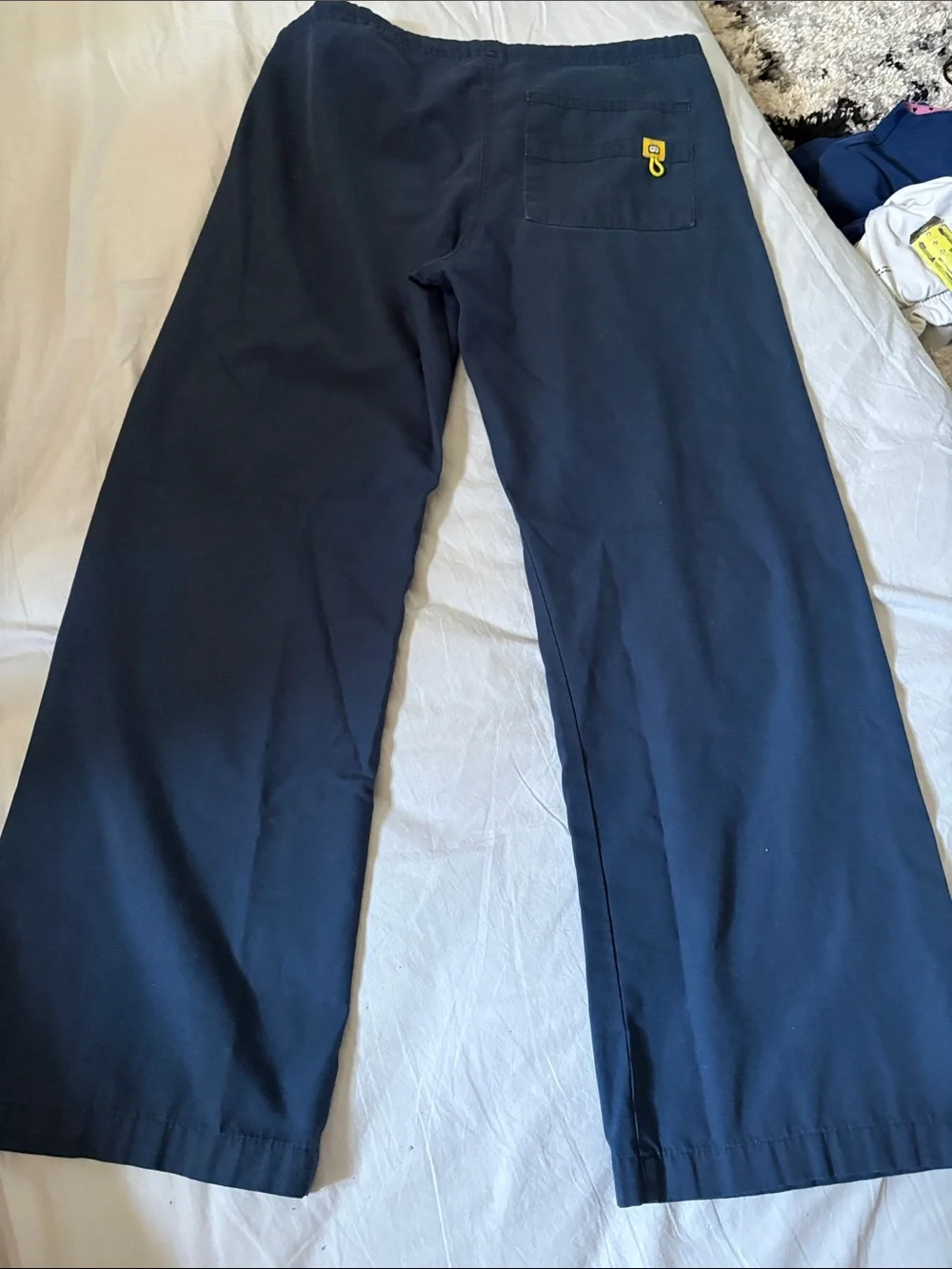 WonderWink Navy Drawstring Jogger Pants with Yellow Tie